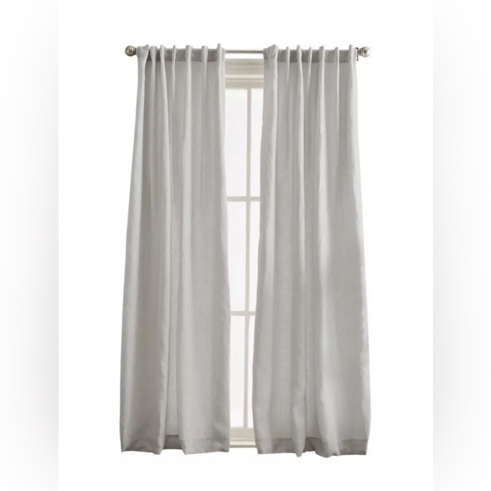 NEW Peri Home 100% Linen Back Tab Lined Curtains 84" PAIR Beige Oatmeal